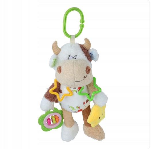 Zabawka Sensoryczna Zawieszka Krówka dla Niemowląt 0+ z Grzechotka i Gryzak