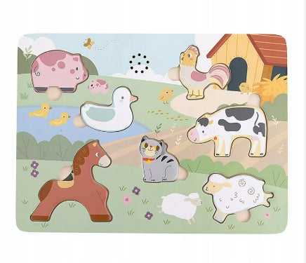 Drewniane Puzzle Edukacyjne Farma - Układanka zabawki dla dzieci na prezent