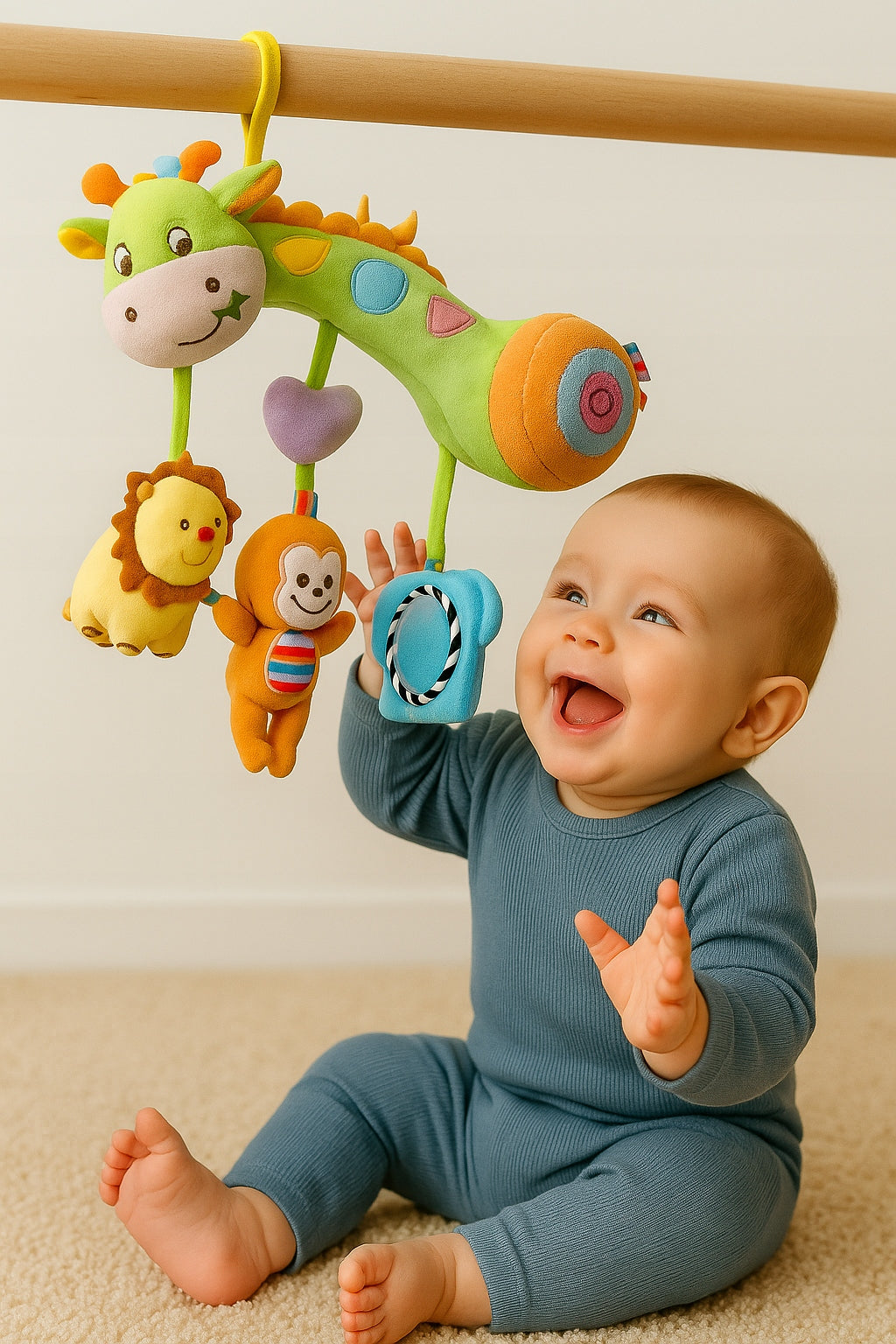 Piszczek Krówka - Zawieszka Edukacyjna zabawki dla niemowliaka na prezent