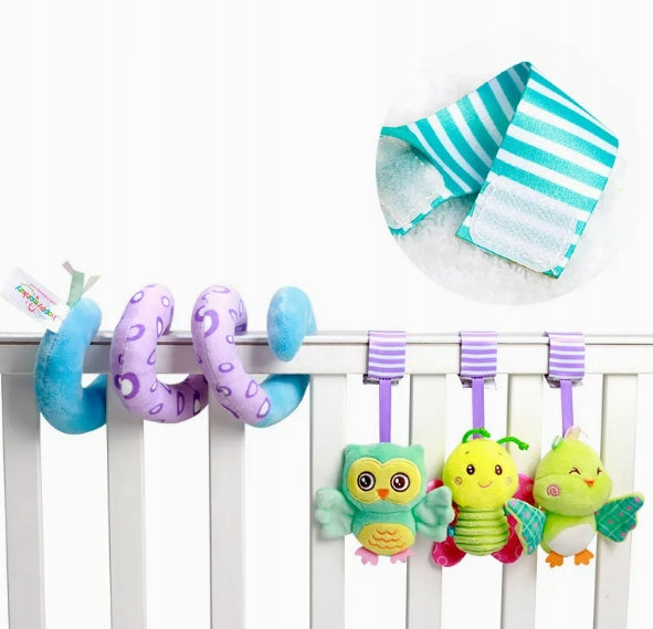 Spirala Sensoryczna do Wózka i Łóżeczka - Sówka Grzechotka 0+