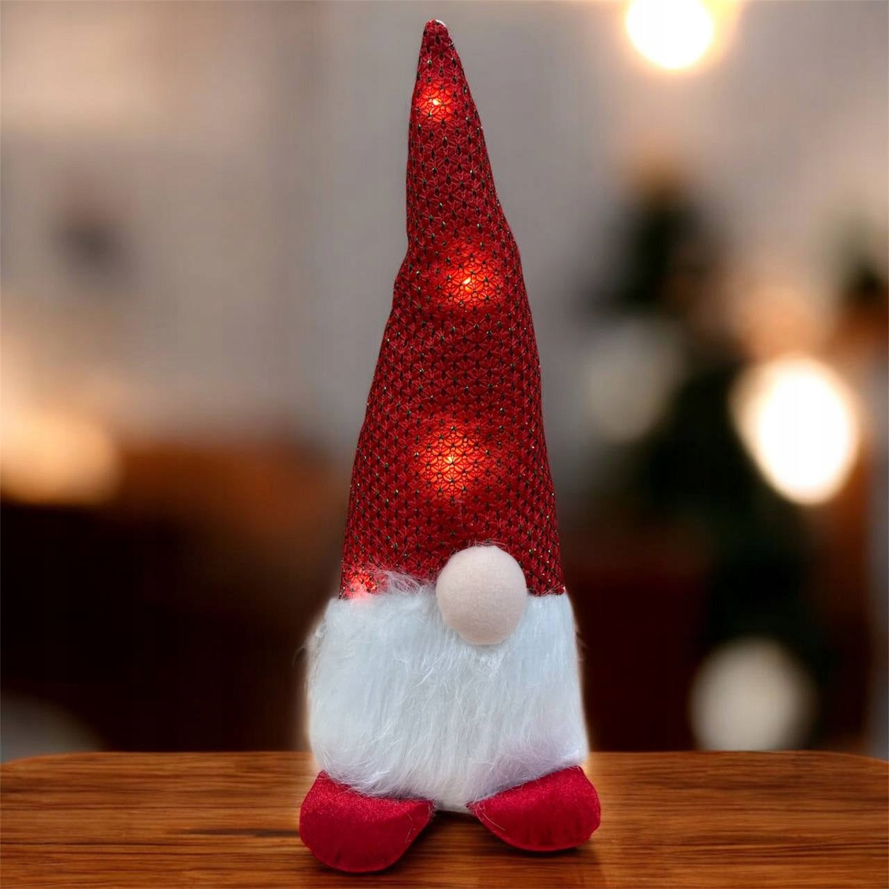 Świąteczny skrzat LED z długą czapką bożonarodzeniowa dekoracja świetlna