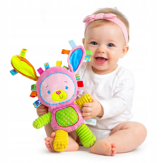 Przytulanka sensoryczna Króliczek 35 cm - miękka niemowlęca z metkami 0 +