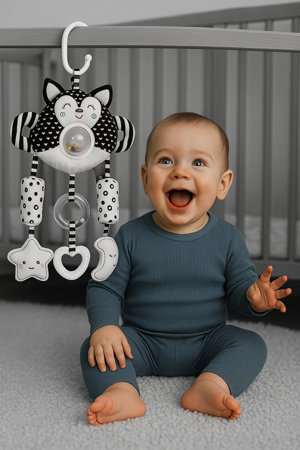 Edukacyjna Zabawka Montessori Zawieszka z Grzechotką i Gryzakiem