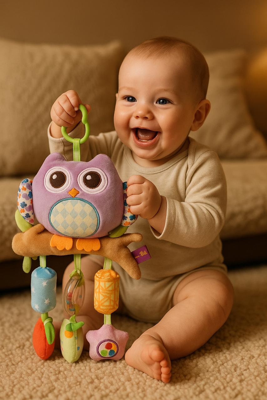 Zawieszka Edukacyjna „Sowa z Gałązki” – Pluszowa Zabawka