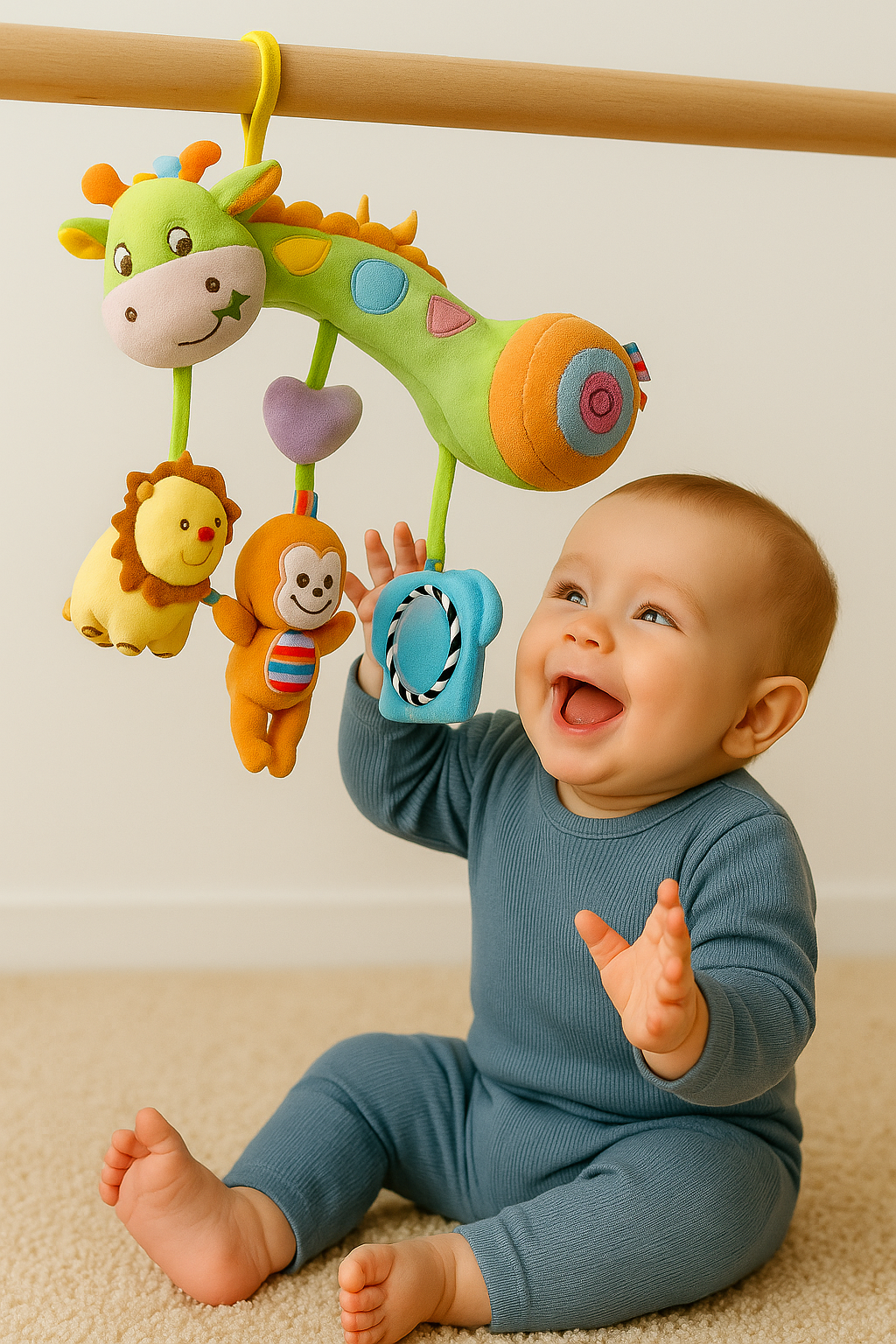 Piszczek Wiesioła Krówka – Zawieszka Edukacyjna z Grzechotką do wózka