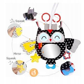 Zawieszka Sensoryczna z Lusterkiem Sowa do Wózka Łóżeczka 0+