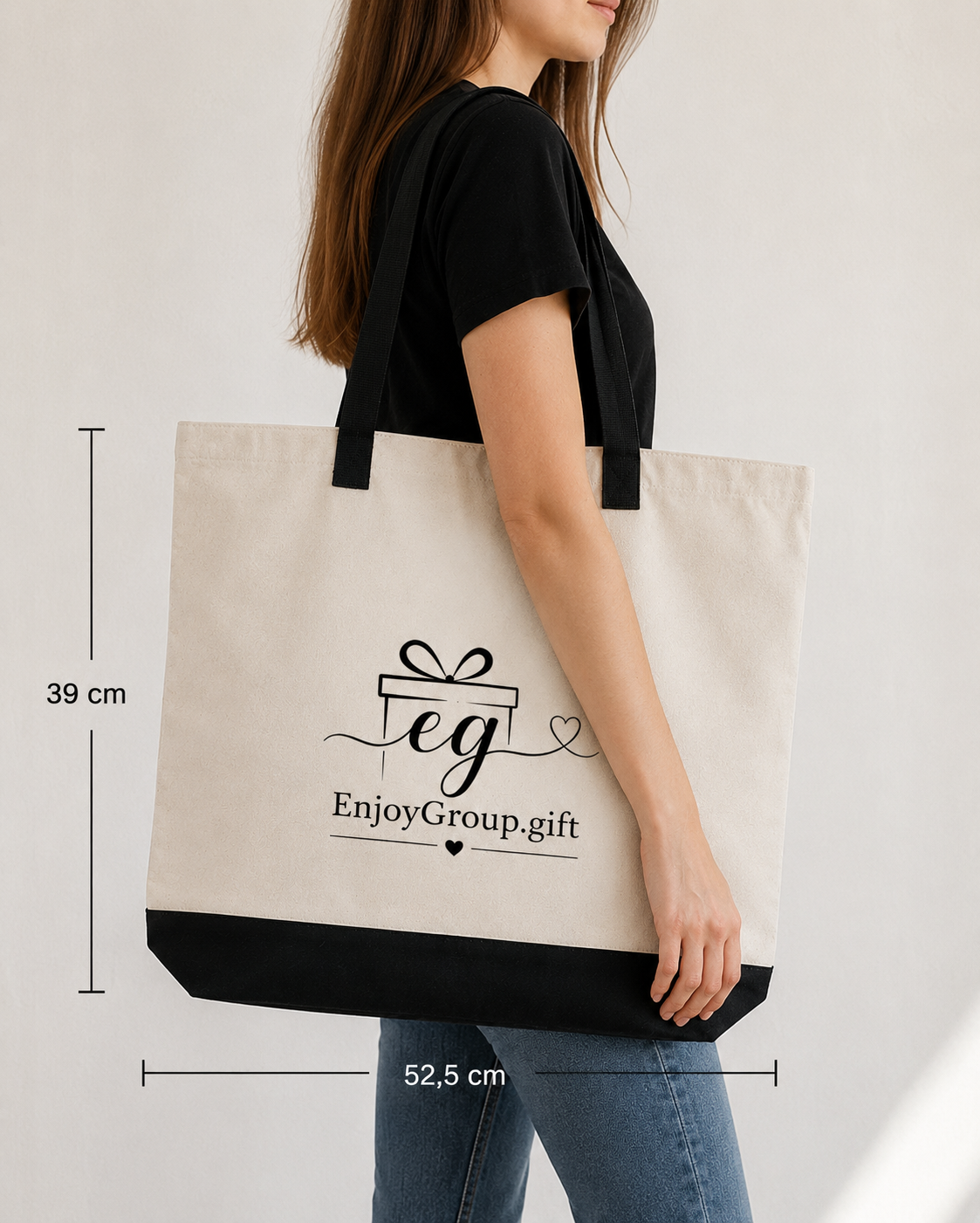 Canvas-Tasche XXL mit eigenem Druck – personalisierter Shopper 52,5 × 39 cm