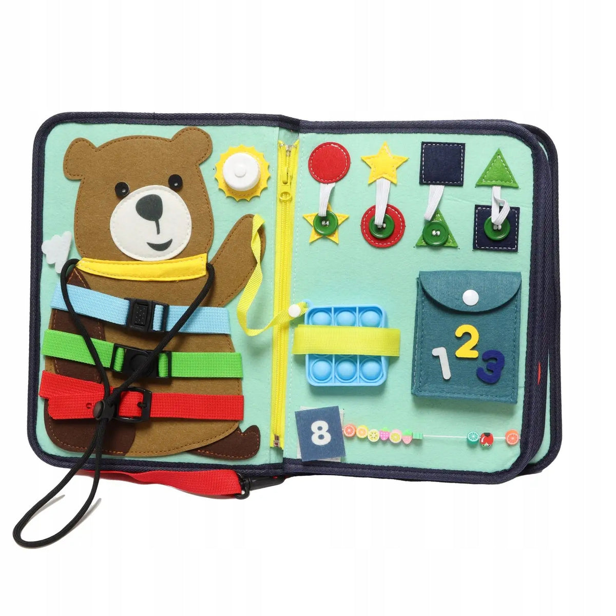 Felt busy board shaped like a handbag with 14 fasteners – photo 3