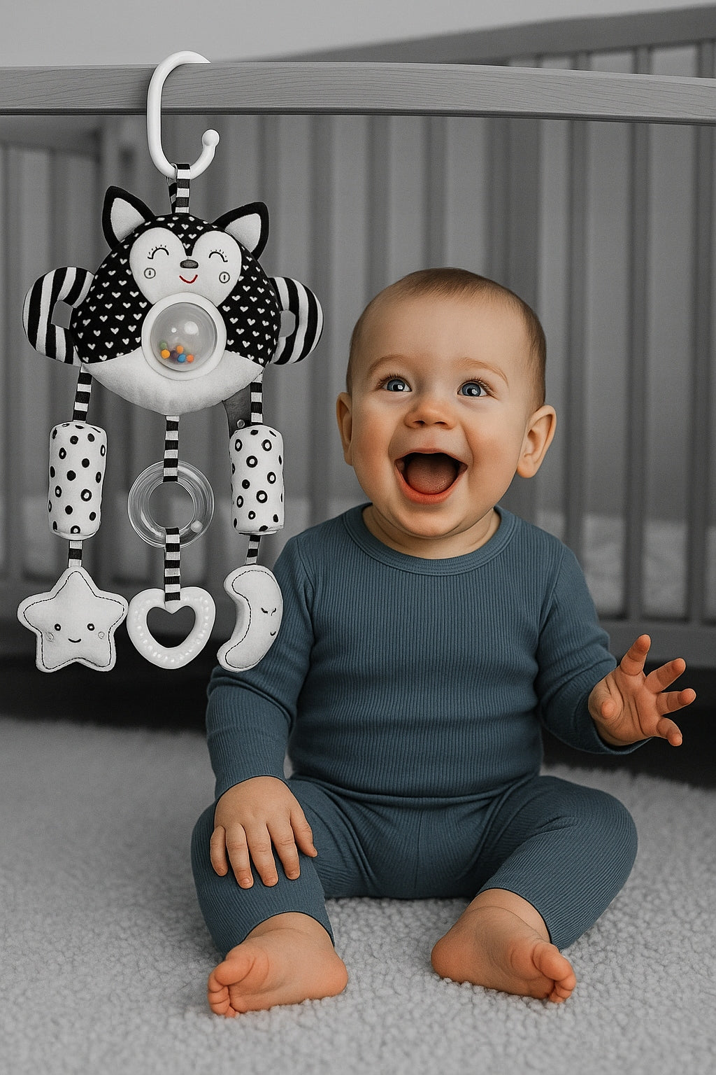Geschenkset Black&White – 3 kontrastreiche Babyspielzeuge in der Box – Foto 6
