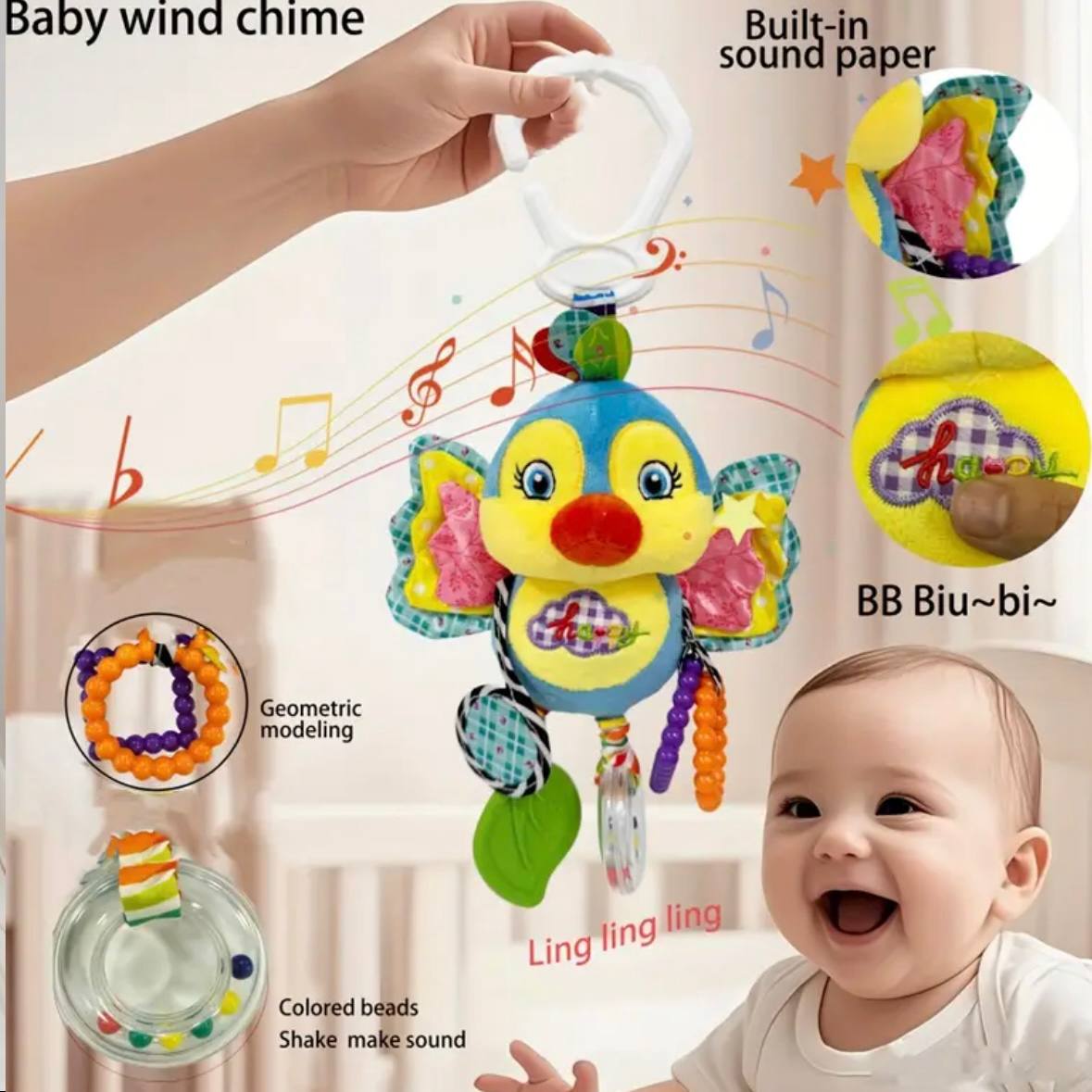 Piszczek Króliczek – Zawieszka z Gryzakiem zabawki dla niemowliąt