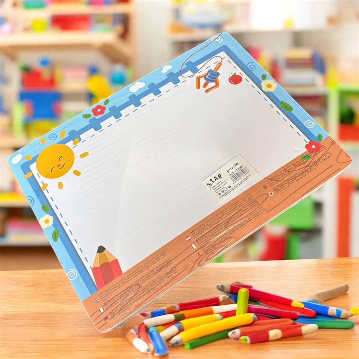 Wooden puzzle with colourful vegetables that a child picks up with a red magnetic stick – photo 3