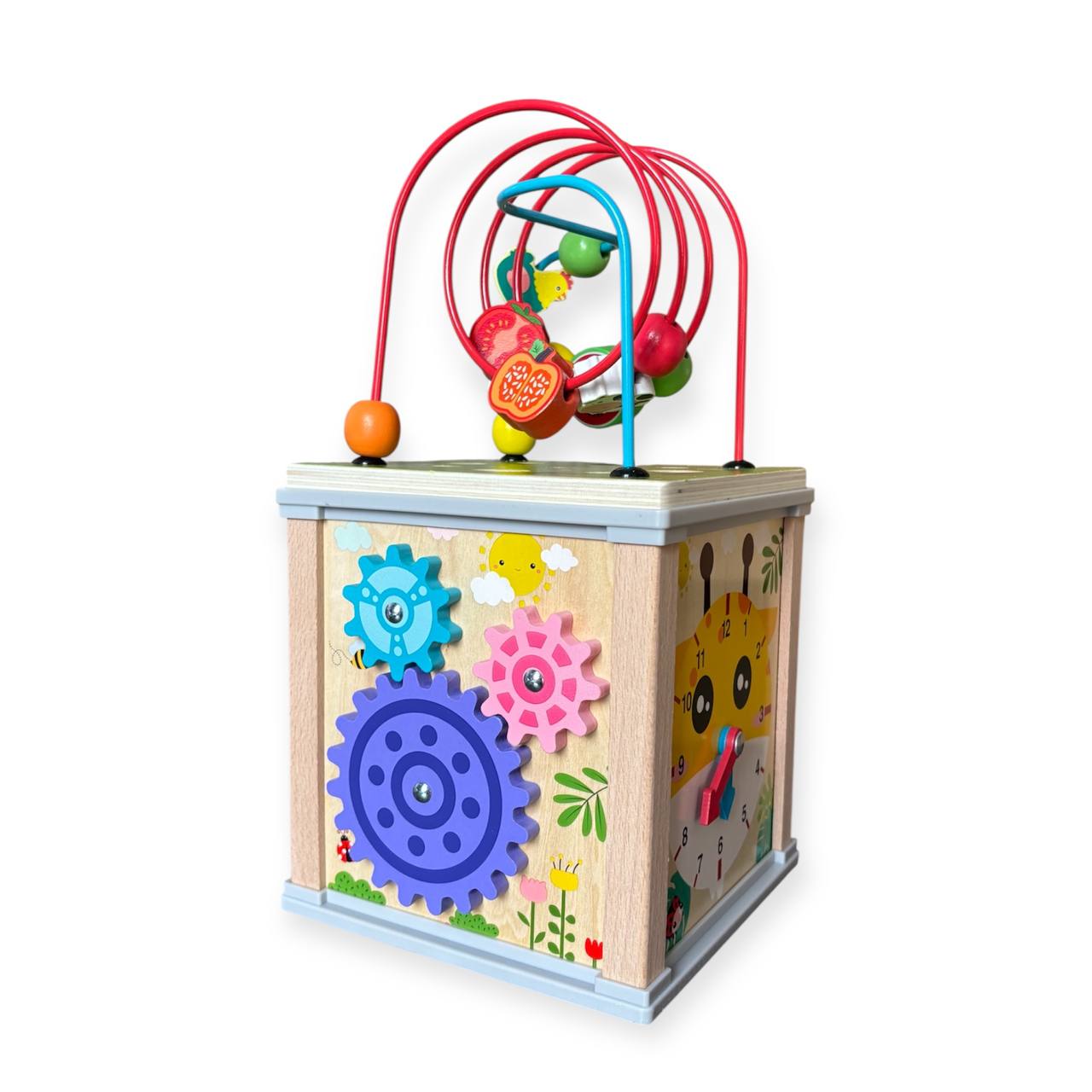 Drewniana kostka sorter 7 w 1 edukacyjna Montessori