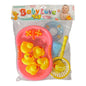 Bath toy set with colourful ducks, a little tub and a net