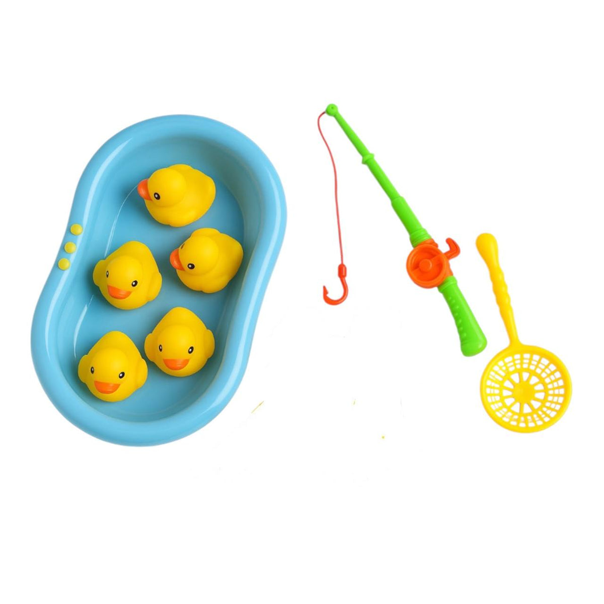 Enten-Angelspiel mit Angel, Kescher und Wanne – Foto 3