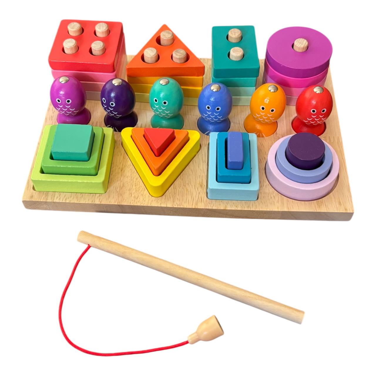 Drewniany zestaw edukacyjny 3w1 - Sorter Układanka dla dzieci