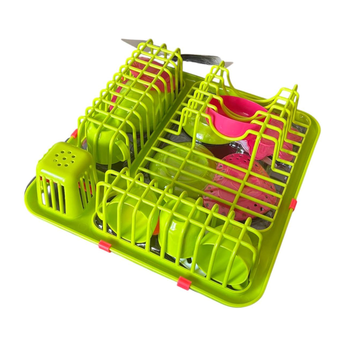 Green and pink 19-piece play kitchen set for children – photo 2