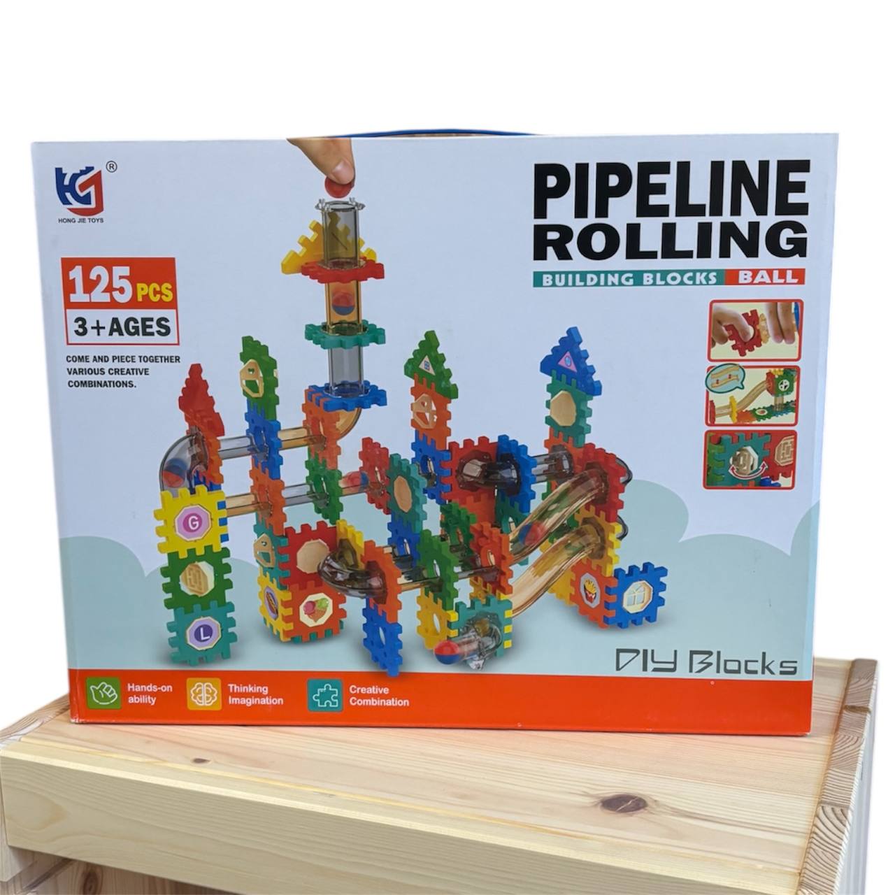 Klocki konstrukcyjne – układanka + tor kulkowy, zestaw edukacyjny