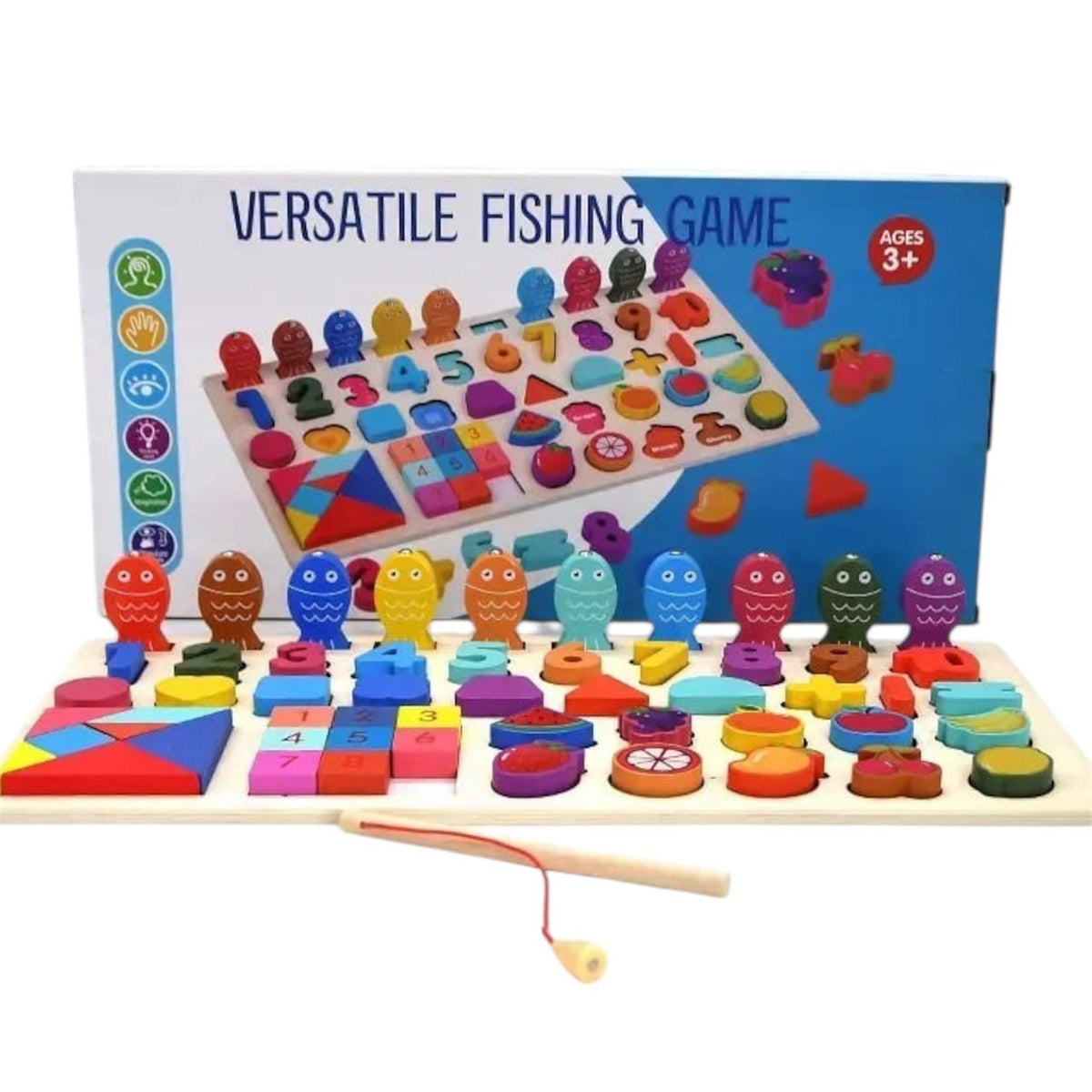 Montessori-Holzbrett Mathematik mit Ziffern, Fischen und Formensortierer – Foto 6