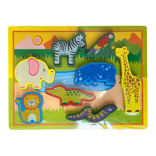 Holzpuzzle Dschungel mit Zebra, Elefant und Giraffe