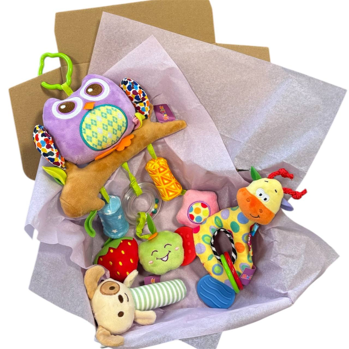 Geschenkset für Babys mit bunter Eule in einer Box – Foto 8
