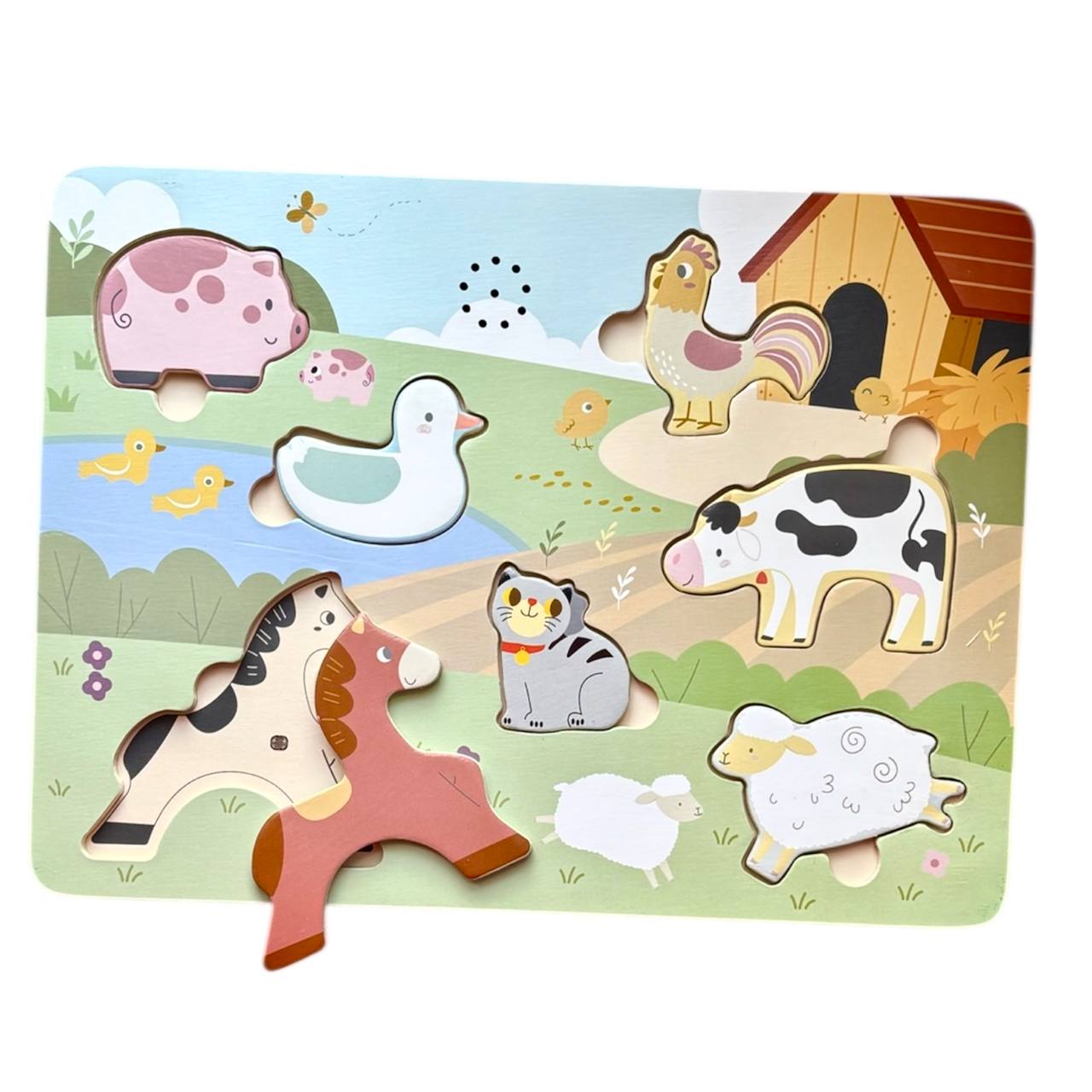 Dźwiękowa Układanka – Drewniana Edukacyjna z Odgłosami Zwierząt Montessori