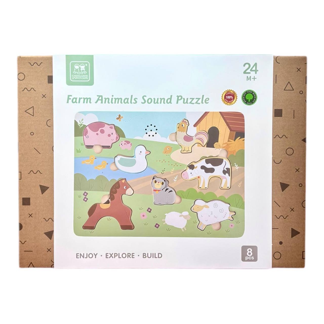 Dźwiękowa Układanka – Drewniana Edukacyjna z Odgłosami Zwierząt Montessori