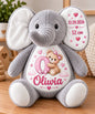 Personalised Plush Elephant with Name and Birth Details – Christening Soft Toy
